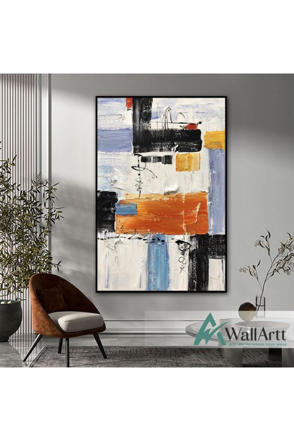 Black n Orange 3D Heavy Textured Partial Oil Painting
